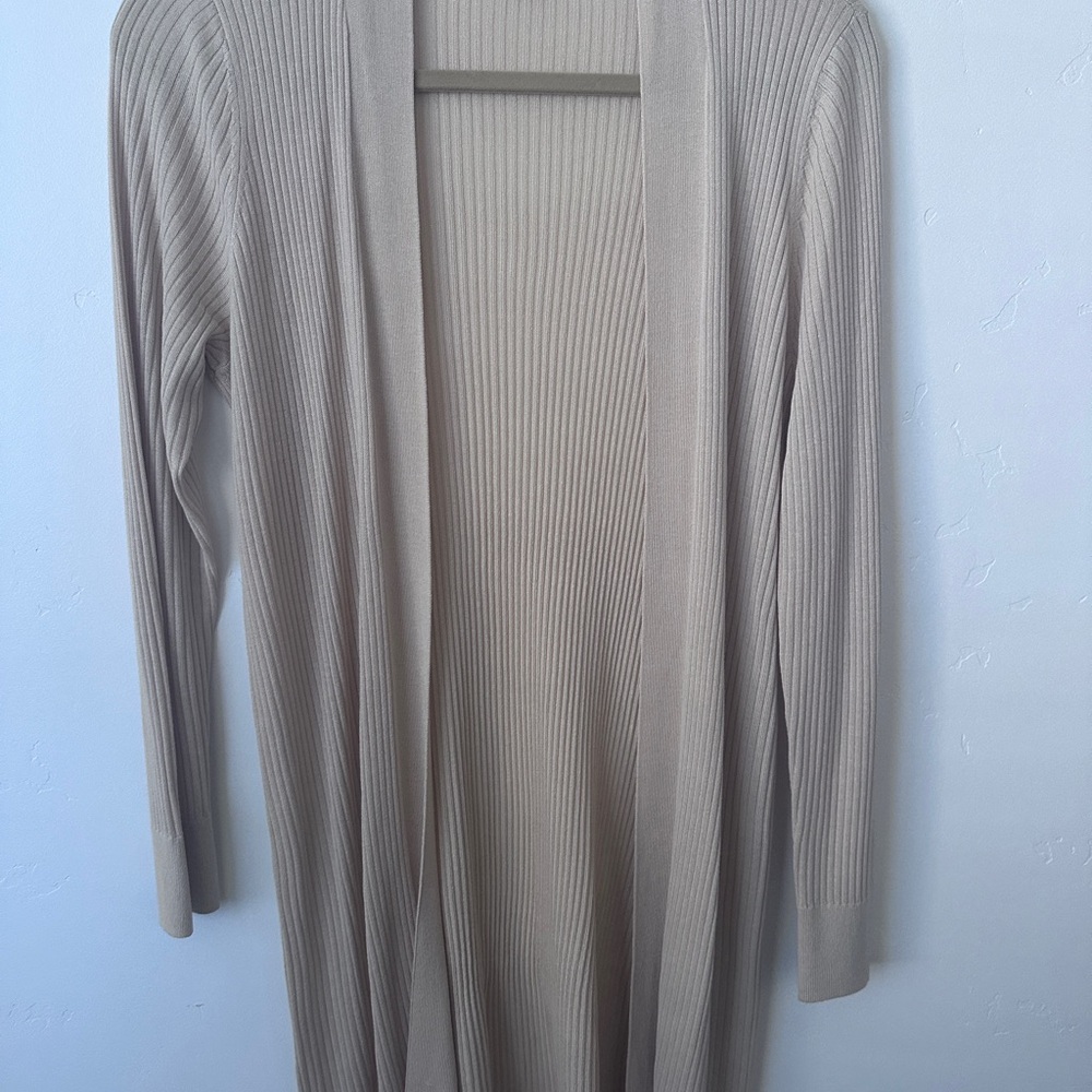 LOFT Tan Ribbed Knit Cardigan Sweater